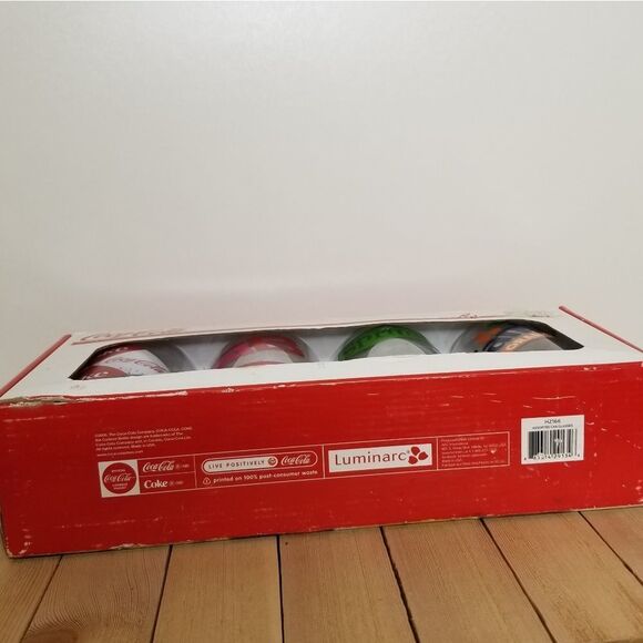 Luminarc Coca Cola Assorted Retro Glass Can Tumbler Set of 4 NIB - Picture 6 of 6